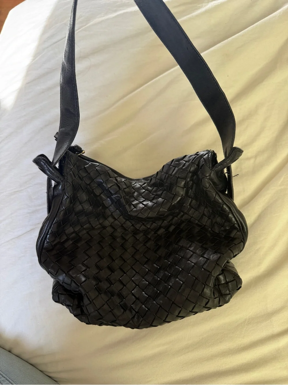 Bottega Veneta Black Woven Leather Hobo Bag
